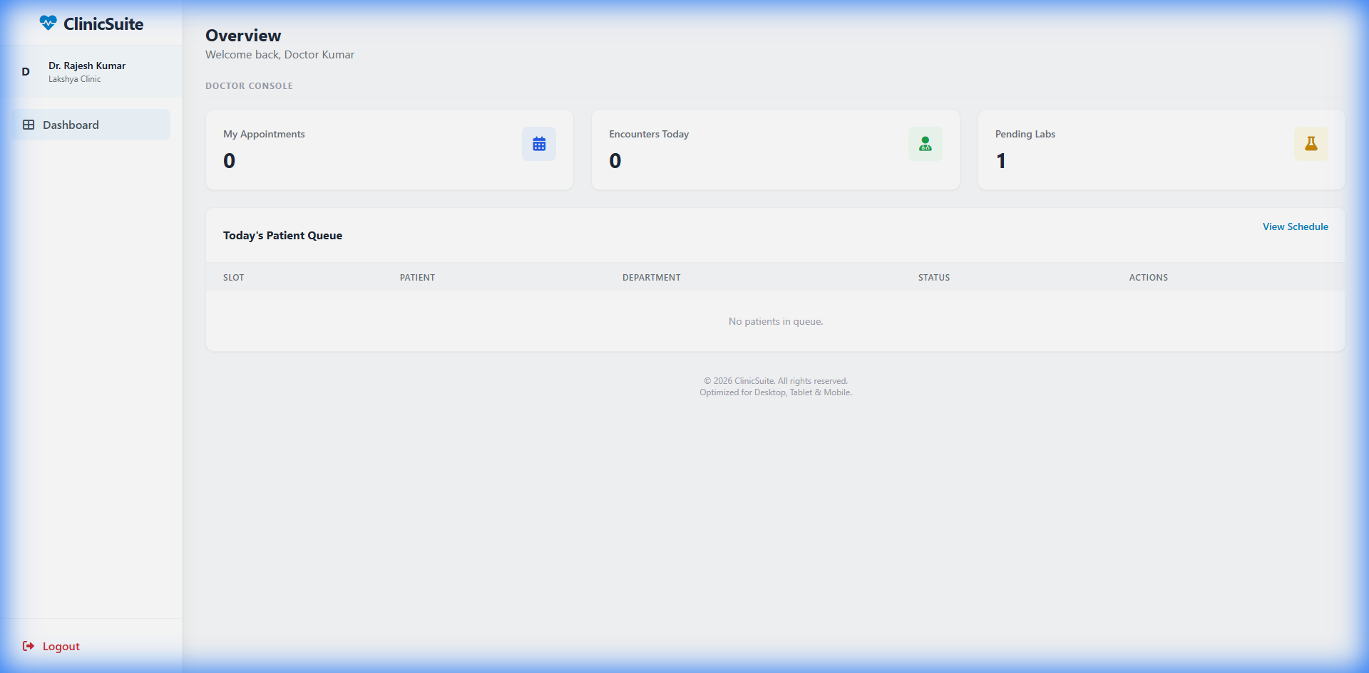 Doctor Dashboard Screen