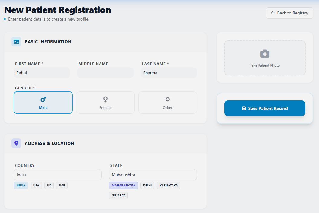 Patient Registration Screen